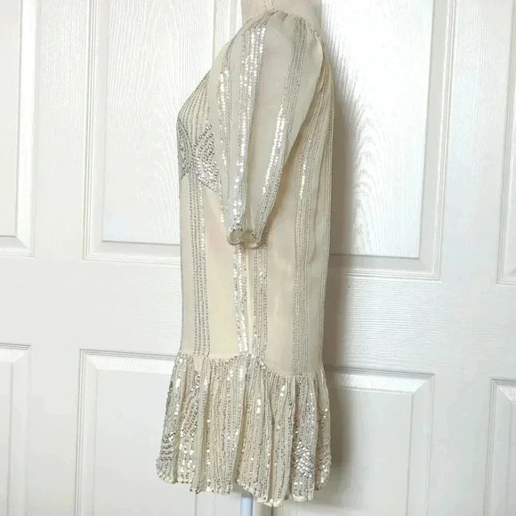 Anthropologie Beaded Sand Swing Sequined Dress By Carolina K - Picture 8 of 11